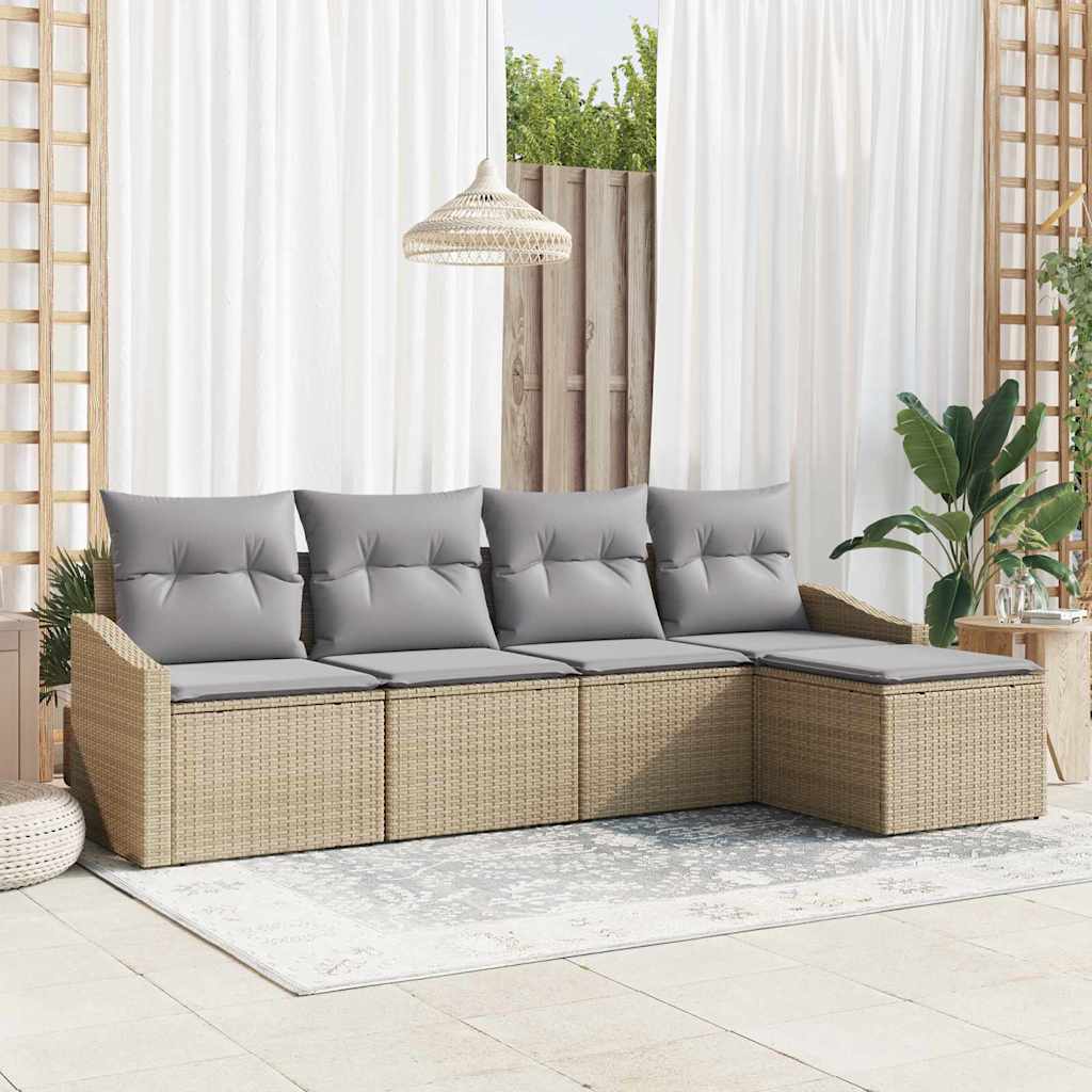 Garten Essgruppe mit Kissen 5 pcs Beige und Hellgrau